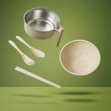 Rice Bowl Noodle Set – 6 Pcs with Lid, Handle & Cutlery